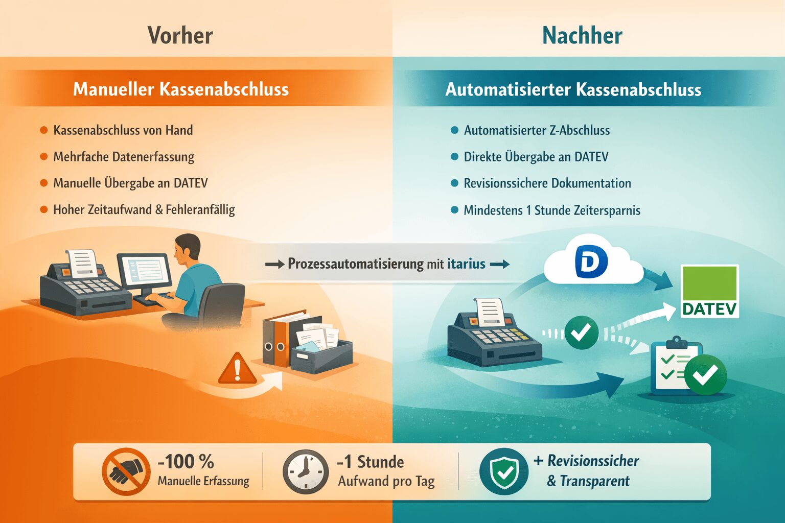 Prozessoptimierung des Kassensystems für eine durchlaufend digitale Darstellung des Kassenabschlusses